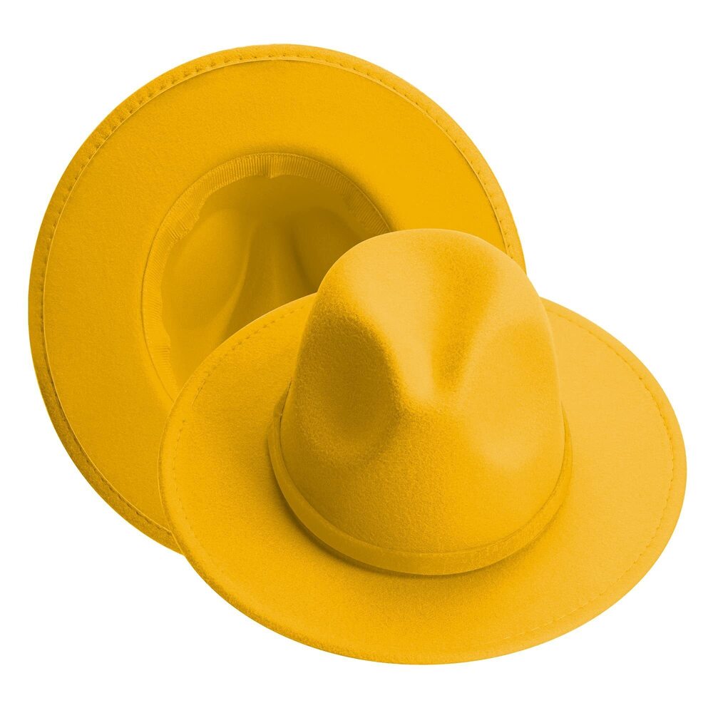 4467 Wide Brim Fedora Hat Yellow